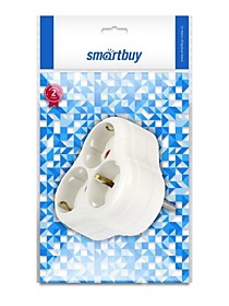 Тройник Smartbuy, 3 гнезда с заземлением круглый белый 16А 250В