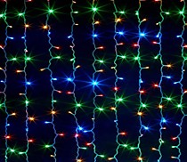 Гирлянда 179 штора 1,5х1,5м, 8 режимов, прозрачный провод ip44 RGB